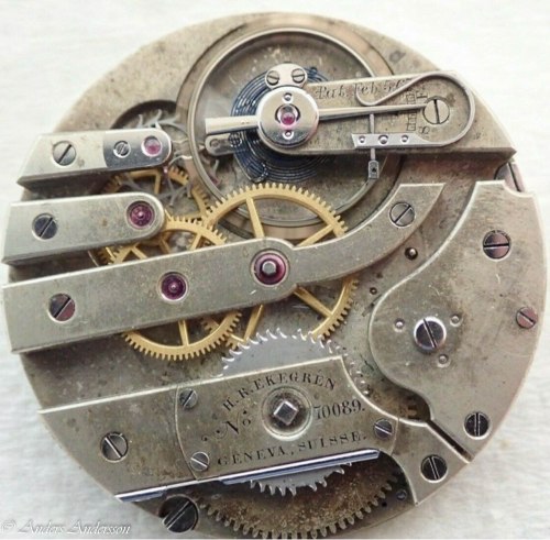 Ekegrenverket utan kronhjul och trasigt spärrhjul.